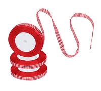 ZJchao Nastro a Quadri, Nastro Rosso Gingham Farsi Artigianato Bowknot Natalizio 3 Pezzi a Nastro Controllato 25yards 25yards Roll Rossa Nastro a Quadri Ribam di Nozze Bendaggio 1 Cm