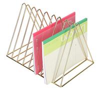 ZJchao Organizer da Tavolo in Metallo Triangolo Dorato per Documenti, Lettere, Selezionatore di File per Libri e Riviste