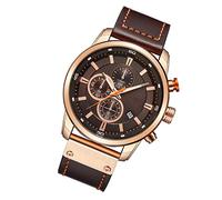 ZJchao Orologio Al Quarzo Impermeabile di Alta qualità con Display Digitale Analogico, Cinturino in Pelle, Orologio Sportivo da Uomo Casual Alla Moda