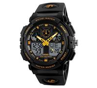 ZJchao Orologio Digitale da Uomo Al Quarzo, Display Digitale Analogico con 2 Lancette Luminose per Allarme Cronometro, per Sport Casual All'aria Aperta (GOLD)