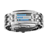 ZJchao Orologio Futuristico Digitale da Uomo con Retroilluminazione Blu LED, Quarzo Giapponese con Fibbia in Acciaio Inossidabile, Resistente All'acqua 50M per Feste All'aperto (Argento