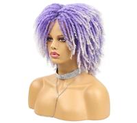 ZJchao Parrucche di Dreadlock Corte per Uomo Nero Donne Afro Bob, Parrucca Sintetica con Rete Traspirante per Capelli, Tappo per Capelli Regolabile, Parrucca per Capelli Torsione (viola chiaro)