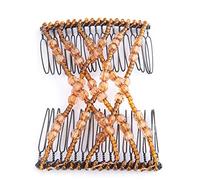 ZJchao Perline, Perline Elastiche con Clip a Doppio Pettine per Capelli - Doppio Pettine Elastico per Tipi di Capelli, Elegante Disco per Tenuta e Comfort (Caffè)