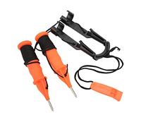 ZJchao Pesca di Ghiaccio, Pick di Ghiaccio Salvavita con Fischio di Emergenza Addominali in Plastica in Acciaio in Acciaio in di Pesca di Sicurezza per la all'aperto (corda nera)