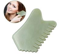 ZJchao Pettine Gua Sha in Giada, Pettine per Massaggio del Cuoio Capelluto per la Cura dei Capelli con Materiale in Giada, Non Delicato Sulla Pelle, Riduce le Rughe e lo Stress, (Come mostrato)