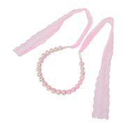 ZJchao Pink Lace Head Bash Abbattina di Perle Donne Elegante Fascia per la Testa con False Perle e Nastro per la Festa di Nozze Abbigliamento Quotidiano