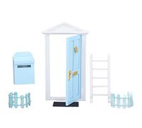 ZJchao Porta della Casa delle Bambole, Set di Porte in Legno Set Squisito Lavoro Vivido Dettagli Vivido Colore Saturo di Colore Piccolo Porte Fata a Fate per 1:12 House Doll (BLUE)