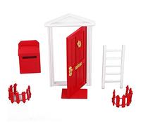 ZJchao Porta della Casa delle Bambole, Set di Porte in Legno Set Squisito Lavoro Vivido Dettagli Vivido Colore Saturo di Colore Piccolo Porte Fata a Fate per 1:12 House Doll (rosso)