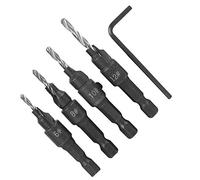 ZJchao Punta da Trapano per Legno, Set di Punte per Metallo per Acciaio Kit di Punte da Trapano per Acciaio Al Carbonio da 4 Pezzi Punta per a Tazza da Set di per Svasatore con Codolo Esagonale