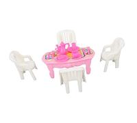 ZJchao Sedie da Tavolo da Pranzo per Bambole 1:16 Tavolo in Miniatura e Sedie con 4 Sedie e Stoviglie Set per il Ruolo di Bambola Giocando a Decorazioni Fai -da -te (C)
