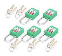 ZJchao Serrature e Chiavi Lock Out Tag Out, Serrature Lockout Tagout 5 Set 38 Mm con 10 Etichette e Chiavi Scrivibili per la Sicurezza dell'edificio delle Macchine (GREEN)