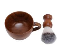 ZJchao Set di 2 Pennelli Barba Uomo con Nylon, Ciotola con Manico in Legno, Kit per la Rasatura, Accessorio per la Cura della Barba