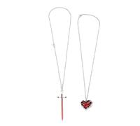 ZJchao Set di Collane di Coppia Cuore e Spada, Collane Abbinate per Coppie con Ciondolo a Forma di Cuore e Spada in Smalto Rosso, Regalo per Lui e per Lei per San e anniversario. (18.00)