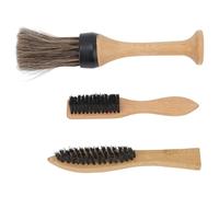 ZJchao Set di Pennelli Barbiere 3 Pezzi, Spazzole a Pennello Barbiere Spazzole per Capelli Premium Animali, Capelli Estesi, Maniglia in Legno di Faggio, Design Curvo, Strumento Pratico Compatto e