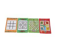 ZJchao Set di Scacchiere Ludo, Scacchi a Scala e Serpente per Bambini, Scacchiera a Scala e Serpente per Bambini, Scacchiera Volante Portatile Morris da Nove Uomini, per Famiglia, Set 4 in 1