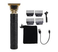 ZJchao Set Tagliacapelli, Tagliacapelli Elettrico con Lama a T per Taglio Uniforme e Preciso con 4 Pettini Guida, per la Cura dei del Corpo della Barba del Salone di Casa (BLACK)