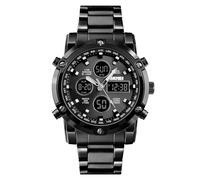 ZJchao SKEMI 1389 Orologio da Polso Impermeabile per Uomo con Doppio Movimento Al Quarzo, Numeri Facili da Leggere, Polso Adatto, Comodo da Indossare, Luminoso, Tre Tempi, Ottima Idea (BLACK)