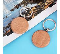 ZJchao Spacchi Portachiavi in Legno, Chiavi in Legno Spazzatura Etichette Chiave Torchia 10pcs Beech Key Chain Bianchestre (Dimensione del cerchio 4 cm)