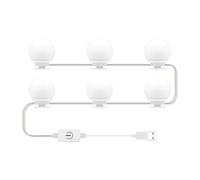 ZJchao Specchio Cosmetico a LED con luminosità Regolabile, Porta di Ricarica USB, Controllo Touch, Illuminazione Morbida per Il Trucco e l'uso Quotidiano (6 lampadine)