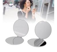 ZJchao Specchio in Acciaio Inossidabile, Specchio per Trucco Infrangibile Pieghevole Portatile su Entrambi i Lati Viaggio Personalizzato 2 Pezzi per Cosmetico (Cerchio)