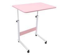 ZJchao Tavolino da Servizio Scrivania Mobile in Piedi Tavolino a Forma di C Carrello per Laptop con Ruote Regolabile in Altezza Robusta Struttura in Ferro di Legno per Uso Domestico in (PINK)