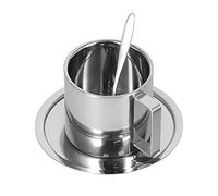 ZJchao Tazza da caffè in Acciaio Inossidabile, Tazzine da caffè in Acciaio Inossidabile 3 Pezzi/set Tazze da Isolate a Doppia Parete Tazze da in con Piattino e Cucchiaio per Cucine, Hotel, (Abito