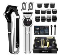ZJchao Uomini per Capelli Professionisti Set di Salone Intagliato per Saluto Lcd Kit Trimmer per Capelli a 5 velocità per Toelettatura a Casa Rasoi Elettrici USB Regolabile (SILVER)