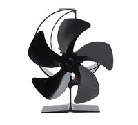 ZJchao Ventola per Stufa a Legna, Ventilatore per Ventole del Ventole per di Legno Ventola 5 Lame 5 Pale Alla Circolazione Ad Aria Silenzia (BLACK)