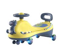 ZJchao Wiggle Car Ride On Toy, Ruota Universale Musica Silenziosa Effetto Luce Veicolo da Gioco All'aperto per Bambini Dinosauro di Plastica e Musica Lampeggiante Muta (YELLOW)