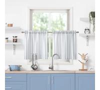 ZJDECOR Tende da bar in misto cotone, lunghe 61 cm, a righe verticali blu su bianco, piccole tende per finestra per bagno, camper, tasca per asta, 68 x 61 cm (confezione da 2), blu/bianco