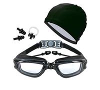 ZJDYDY Occhialini da Nuoto Professionali per miopia in Silicone Occhiali da Nuoto antiappannamento UV con Tappi per Le Orecchie per Uomo Donna diottrie Occhiali Sportivi (Nero)