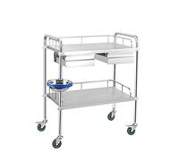ZJFHEYUO Carrello per estetica, Carrello per Uso Commerciale, Carrello Medico Mobile in Acciaio Inossidabile a 3 Livelli, Carrello Mobile per chirurgia estetica con 2 cassetti, ca