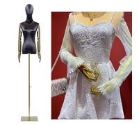 ZJFHEYUO Manichino Mezzo Busto Femminile con Testa e Braccia, manichino in Velluto con Corpo Regolabile, manichino Torso Modello per Esposizione di Vestiti