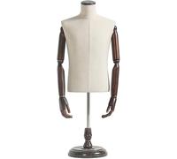 ZJFHEYUO Manichino Torso manichino Corpo manichino Uomo manichino Leggero e Robusto, manichini da Tavolo con Braccia Regolabili Rimovibili in Legno e Base Rotonda, Modello Torso