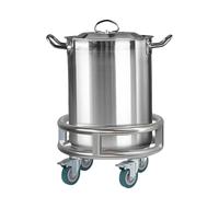 ZJFHEYUO Mobile Pot Cart Durable Stainless Steel 4 Wheels Kitchen & Restaurant Utility Trolley Heavy-Duty Cookware nizer Rolling Storage Solution,01,37x62 cm