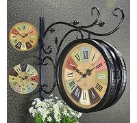 ZJFHEYUO Orologio da Parete Vintage a Doppia Faccia, Orologio da Parete Classico Vittoriano con Design della Stazione di Paddington, Cassa Resistente alle intemperie, Materiali Me