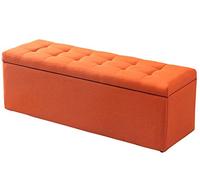 ZJFHEYUO Pouf poggiapiedi per Camera da Letto, Sgabello da Comodino, Tessuto di Lino, Design Rettangolare, Piano sollevabile, Grande capacità, Struttura in Legno, 120x40x40 cm.