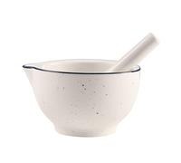 ZJFHEYUO Set di Mortaio e pestello Professionale in Ceramica Bianca con Bordo Blu, macinapepe da Cucina, macinaspezie, schiacciaaglio Manuale, tritacarne, Utensili da Cucina