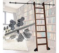 ZJFJMBD Kit Hardware per Binario Scorrevole con Scala per Biblioteca, Accessori per binari per Scale per librerie mobili con Ruote, Strumento di Spostamento della Scala in Acciaio al Carbonio