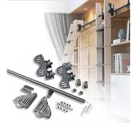 ZJFJMBD Kit Hardware per Scala Scorrevole, libreria Hardware per Scala Mobile Retrattile Binario di Scorrimento per Scala Mobile con Rullo da Pavimento in Acciaio Resistente