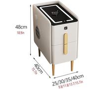 ZJGFCB Comodino a LED stretto per camera da letto con USB/Tipo-C/ricarica wireless, luce a 3 colori, 2 cassetti, serratura per altoparlanti e impronte digitali - Comodino moderno (dimensioni: 40 x 40