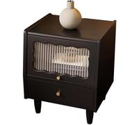 ZJGFCB Comodino in legno con 2 cassetti, comodino, armadietto laterale con porta in rattan e vetro per camera da letto (colore: E)
