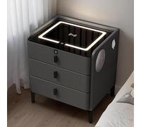 ZJGFCB Comodino regolabile con luce LED con ricarica wireless, porte USB e 3 cassetti per camera da letto, soggiorno e studio