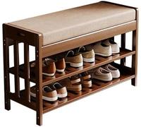 ZJGFCB Panca per scarpe in bambù, panca portaoggetti, panca da ingresso, ripiano per scarpe con seduta imbottita, può contenere fino a 80 kg, stabile e robusta, per ingresso interno e corridoio