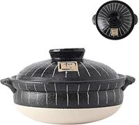 ZJGFCB Pentola giapponese in argilla Donabe, pentola calda in ceramica, pentola per stufato preseasoned Made in Japan (dimensioni: 25 x 13 cm, colore: A)