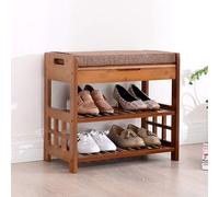ZJGFCB Scarpiera a 2 ripiani, organizer per scarpe con seduta imbottita e cuscino multifunzione, in bambù, per ingresso, corridoio, soggiorno, bagno (dimensioni: 50 cm)