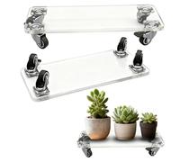 ZJHAHJY Portavaso in acrilico trasparente con ruote, contenitore per vasi da fiori trasparente su ruote bloccabili, per patio, vaso da fiori, carrello, per interni ed esterni, rettangolare, 30 x 20 cm