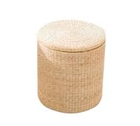 ZJHAHJY Pouf Contenitore Rotondo Pouf con Contenitore Quadrato Cesto portabiancheria Fatto a Mano Poggiapiedi Sgabello Intrecciato a Mano Poggiapiedi a Coda di Tifa con coperchi Rotondo Grande