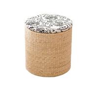 ZJHAHJY Pouf Contenitore Rotondo Pouf con Contenitore Quadrato Cesto portabiancheria Fatto a Mano Poggiapiedi Sgabello Intrecciato a Mano Poggiapiedi a Coda di Tifa con coperchi Rotondo B Grande