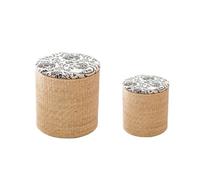 ZJHAHJY Pouf Contenitore Rotondo Pouf con Contenitore Quadrato Cesto portabiancheria Fatto a Mano Poggiapiedi Sgabello Intrecciato a Mano Poggiapiedi a Coda di Tifa con coperchi Rotondo BSL